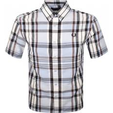 Fred Perry Men Shirts Fred Perry Men's Short Sleeved Madras Check Shirt - Blue