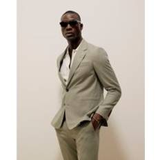 Men Suits River Island Mens Green Slim Fit Linen Blend Suit Jacket - 48R