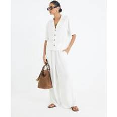 River Island Trousers River Island Blend Wide Leg Trousers - White