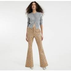 Bootcut Trousers River Island Faux Leather Tiger Bootcut Trousers - Beige