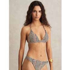 Gold - Women Bikini Tops Reiss Charlie Mixed Stripe Triangle Bikini Top - Black/Brown