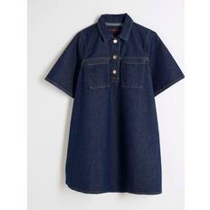 River Island Womens Blue Denim Shirt Collar Mini Dress - Blue Denim