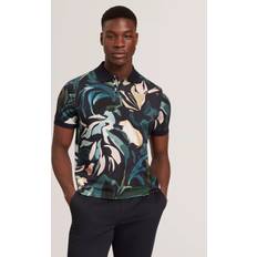 Blommiga Pikétröjor Ted Baker Kivem Cotton Regular Fit Floral Print Polo Shirt - Black