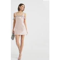 Pink - Short Dresses River Island Womens Bardot Mini Dress - Pink Diamante