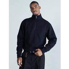 Sweatshirts Jumpers River Island Essentials 1/2 Zip Sweat Top - Black