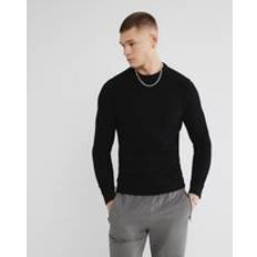 River Island S Jumpers River Island Mens Black Muscle Fit Textured Jumper - S
