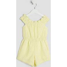 Cotton - Girls Playsuits River Island Mini Girls Shirred Textured Playsuit - Yellow Light