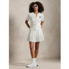 Polo Ralph Lauren Solid Colours Cardigans Polo Ralph Lauren Cable Knit Short Sleeve Cardigan - White
