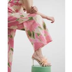 River Island Womens Strappy Flower Heeled Sandals - Pink
