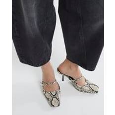 High Heel Heels & Pumps River Island Womens Snake Buckle Strap Mule Heel Shoes - Grey