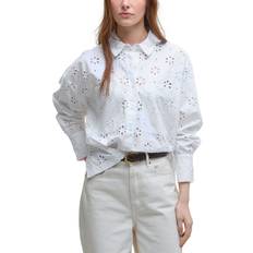 Barbour Women Tops Barbour Melissa Classic Collared Broderie Cotton Blend Shirt - White