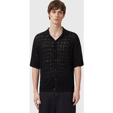 AllSaints Cardigans AllSaints Loire Cotton Blend Slim Fit Textured Cardigan - Black