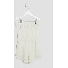 Beige Playsuits Children's Clothing River Island Mini Girls Cream Shirred Textured Playsuit - Cream