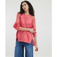 Women Jumpers River Island Womens Long Sleeve Cutwork Floral Sweatshirt - Pink