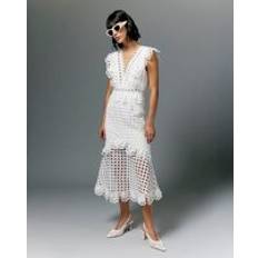White broderie dress River Island Broderie Midi Dress - White