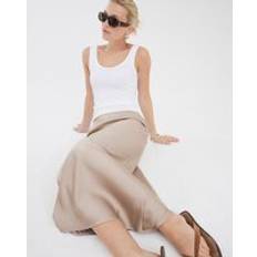 River Island Womens Satin Midi Skirt - Beige