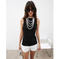 L Tank Tops River Island Womens Sleeveless Tipped Cut Out Back Top - Black