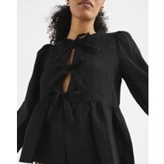 River Island S Blouses River Island Womens Black Tie Up Peplum Blouse - S
