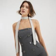 River Island Double Breasted Bandeau Top - Grey