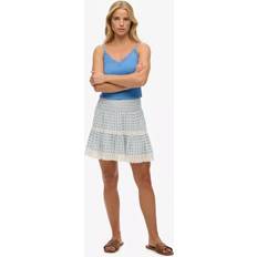Superdry Kjolar Superdry Printed Lace Trim Mini Skirt - Blue