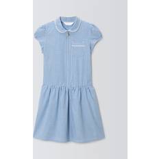 Zipper Dresses John Lewis Kids' Cotton Blend Gingham A-Line School Summer Dress - Blue