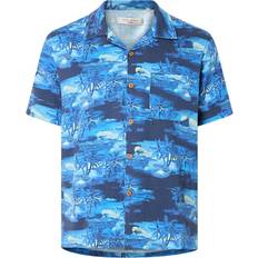 Nudie Jeans Shirts Nudie Jeans Arvid Pearls Hawaii Shirt Blueberry