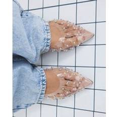 River Island Womens Clear Studded Laser Cut Pointed Flat Shoes - 8