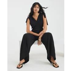 River Island Womens Black V Neck Tie Detail Jumpsuit - 8