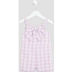 River Island Mini Girls Gingham Bow Playsuit - Purple
