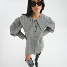 River Island Petite Large Collar Mini Shirt Dress - Grey