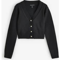 River Island Cropped V Neck Cardigan - Black
