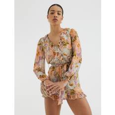 Orange - Women Jumpsuits & Overalls River Island Floral Embellished Ruffle Playsuit - Orange