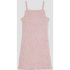 River Island Older Girls Shirred Gingham Dress - Pink