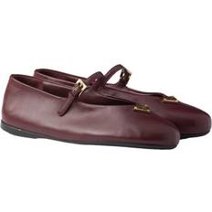 Prada Women Ballerinas Prada Logo Ballet Flats All Highlighting Aesthetic - Burgundy