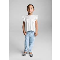 Buttons Blouses & Tunics Children's Clothing Mango Mango Younger Girls Embroidered Frill Blouse - White