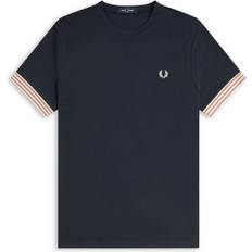 Fred Perry Breathable T-shirts Fred Perry Striped Cuff T Shirt - Navy