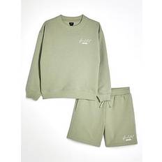 River Island Boys Sweatshirt Short Set - Light Green