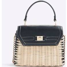 River Island Crossbody Bags River Island Mini Raffia Cross Body Tote Bag - Black