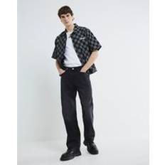 River Island Men Jeans River Island Mens Black Washed Loose Fit Washed Jeans - 36R