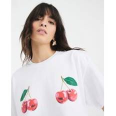 River Island Women T-shirts River Island Womens Short Sleeve Cherry T-Shirt - White