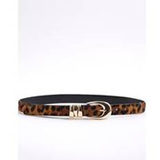 River Island Accessoarer River Island Womens Leather Leopard Triple Keeper Belt - Beige