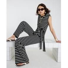 River Island Womens Black Stripe Wide Leg Trousers - Black Stripe