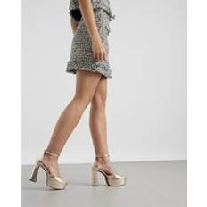 Gold - High Heel Heels & Pumps River Island Womens Gold Ankle Strap Platform Heels - 7