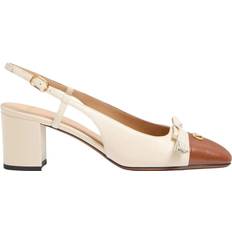 Beige - Block Heel Heels & Pumps Valentino Garavani Valet Du Roi Kid Slingback Pump 60Mm - Butter/Tobacco