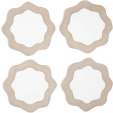 SFERRA Ondulato Cocktail Napkins Set of 6 White Natural Cloth Napkin
