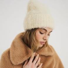 Beanies River Island Womens Yellow Fluffy Beanie - Yellow