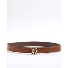 Belts River Island Womens Brown Ri Swirl Buckle Belt