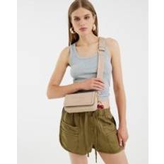 River Island Crossbody Bags River Island Embossed Flap Cross Body Bag - Beige