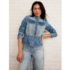 Mint Velvet Puff Sleeve Denim Jacket - Indigo