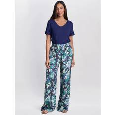 Satin Wide Leg Trousers - Blue